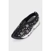 Slip-on sneakers with rhinestones