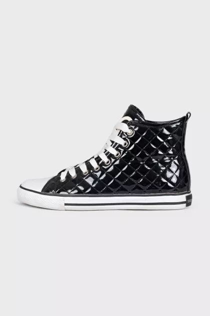 Quilted patent leather sneakers