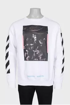 Men's white sweatshirt with print