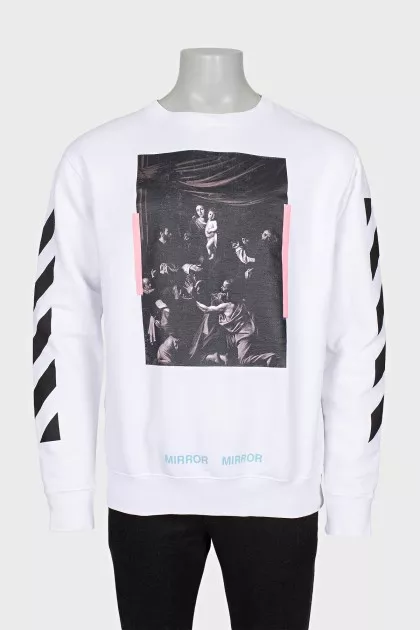 Men's white sweatshirt with print