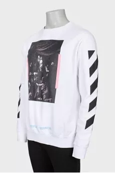 Men's white sweatshirt with print