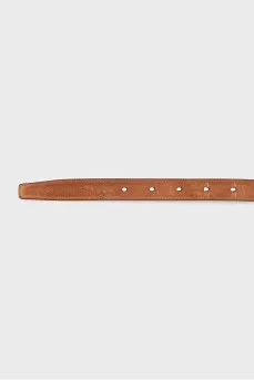 Suede belt with logo buckle