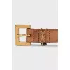 Suede belt with logo buckle