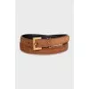 Suede belt with logo buckle