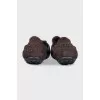 Patent leather ballet flats with pom-poms