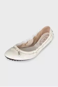 White patent leather ballet flats