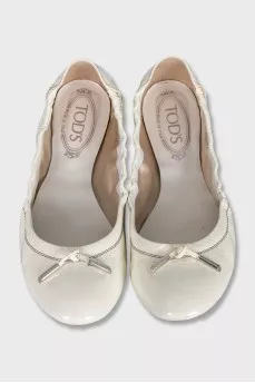 White patent leather ballet flats