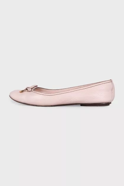 Pink leather ballet flats