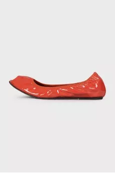 Patent leather open-toe ballet flats