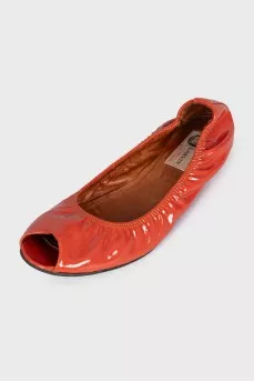 Patent leather open-toe ballet flats