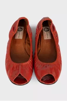 Patent leather open-toe ballet flats