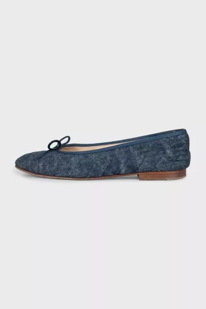 Denim ballet flats with bows