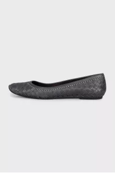 Leather ballet flats with signature weave