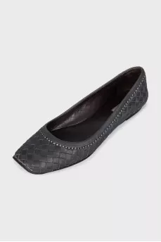 Leather ballet flats with signature weave