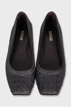 Leather ballet flats with signature weave