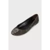 Textile ballet shoes in military print
