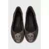 Textile ballet shoes in military print