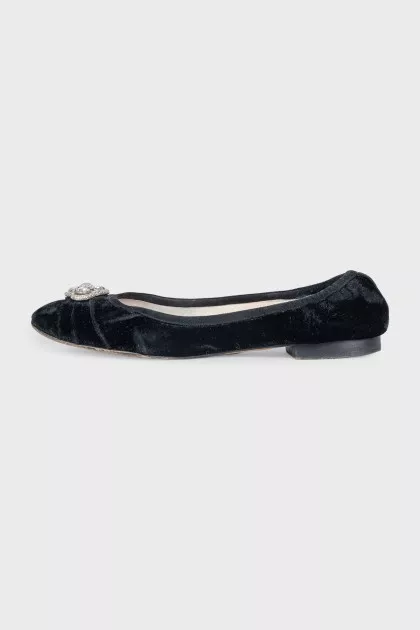 Velvet ballet flats with crystals