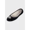 Velvet ballet flats with crystals