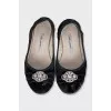 Velvet ballet flats with crystals
