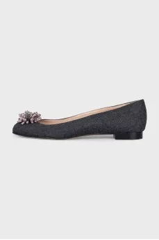 Gray textile ballet flats