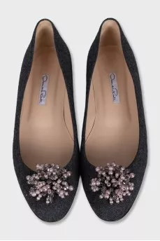 Gray textile ballet flats