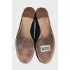Blue suede ballet flats with rhinestones