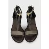 Green leather sandals with decoration