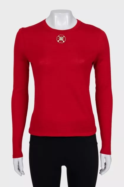 Cashmere jumper with gold decor