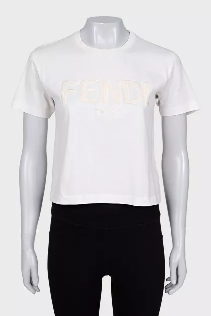 Cropped T-shirt with applique
