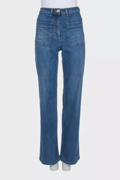 Wide leg fit jeans with patch pockets