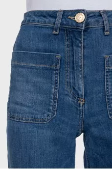 Wide leg fit jeans with patch pockets