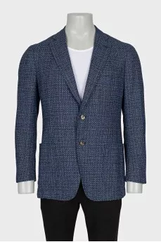 Men's wool and silk printed jacket