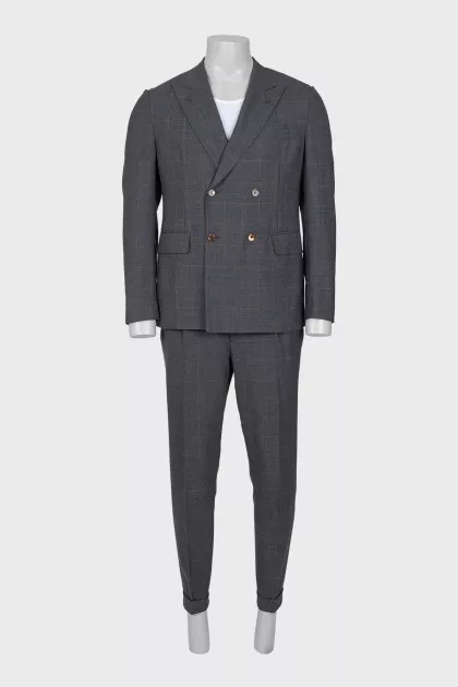 Men's wool suit with a large check pattern