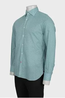 Men's green printed shirt with tag