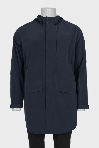 Men's short blue trench coat