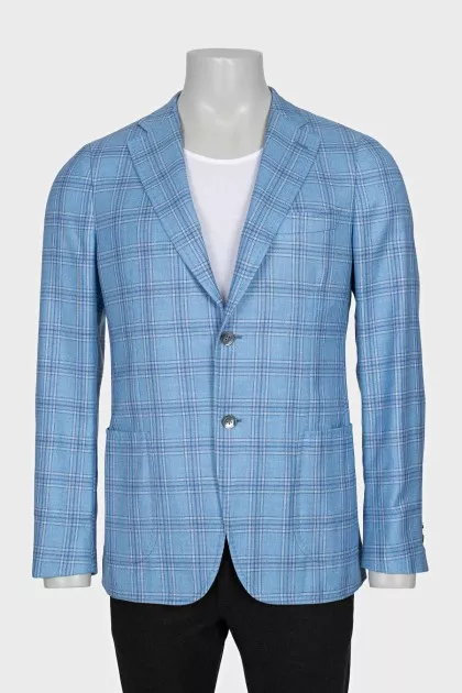 Men's light blue cashmere and silk jacket