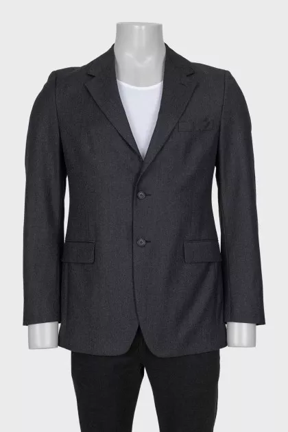 Men's single-breasted wool and silk jacket
