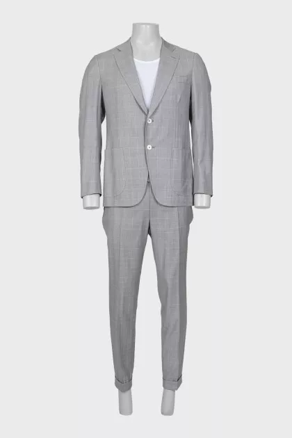 Men's gray checkered suit