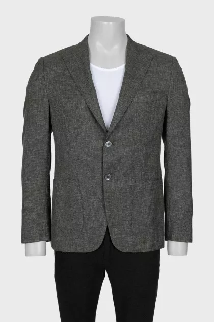 Men's green wool and silk jacket