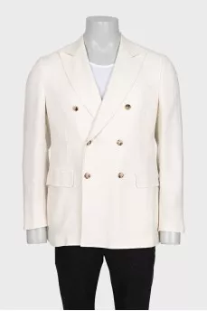 Men's double-breasted white jacket