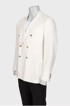 Men's double-breasted white jacket