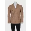 Men's double-breasted plaid jacket