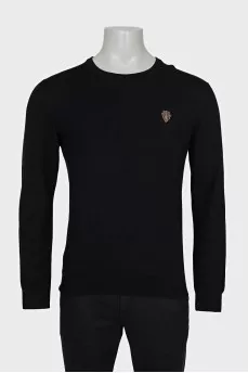Men's wool jumper with embroidered logo