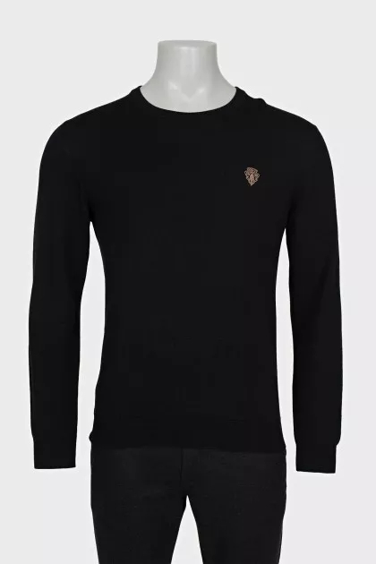 Men's wool jumper with embroidered logo
