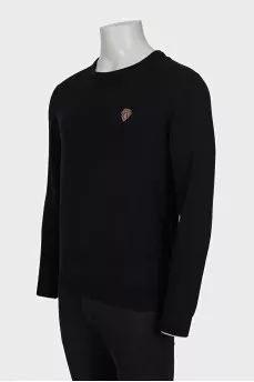 Men's wool jumper with embroidered logo