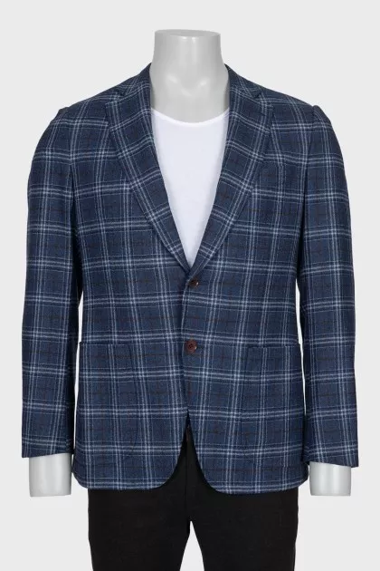 Men's wool and cashmere checkered jacket