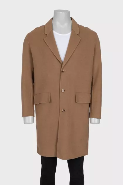 Men's straight coat made of wool and cashmere