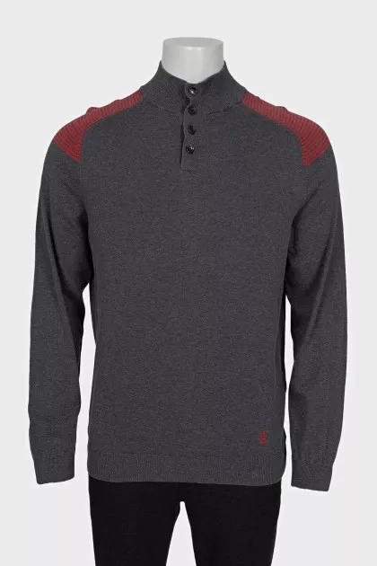 Men's pullover with contrasting shoulder panels