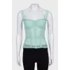 Green mesh corset top